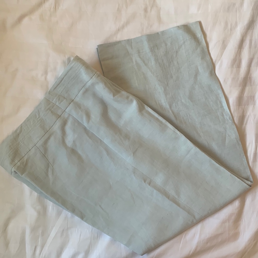 COPY - Planet UK linen/viscose pale blue wide leg classic trousers EUC